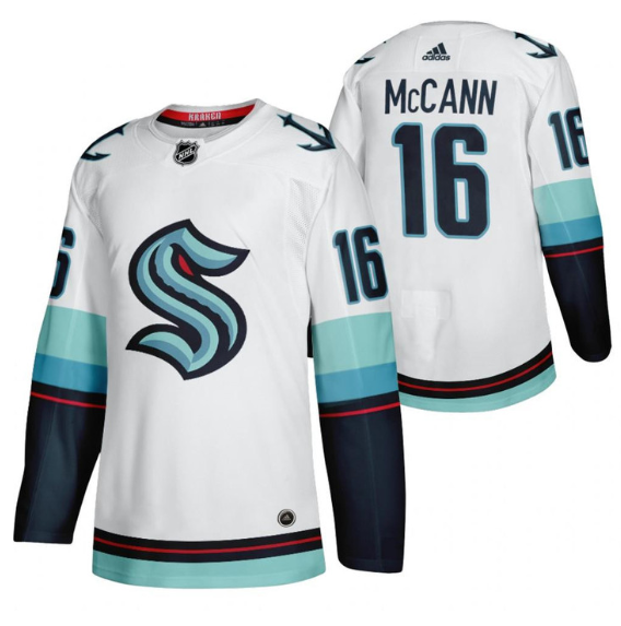 Men's Seattle Kraken #16 Jared McCann White Stitched Jersey Men's Seattle Kraken #16 Jared McCann White Stitched Jersey